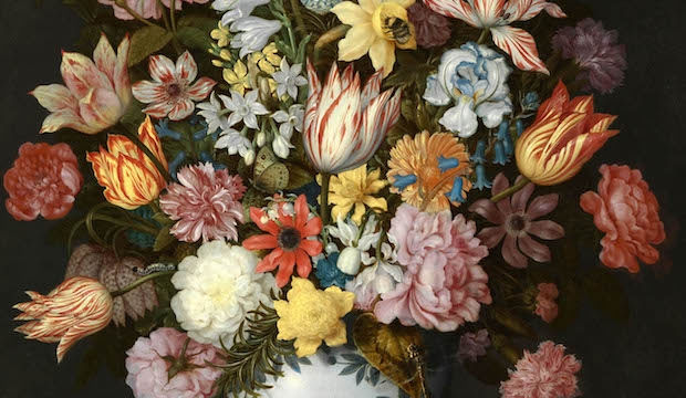 © National Gallery Ambrosius Bosschaert the Elder, A Still Life of Flowers in a Wan-Li Vase on a Ledge with further Flowers, Shells and a Butterfly