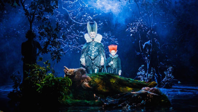 Oberon and Puck discover the sleeping Bottom and Tytania in A Midsummer Night's Dream