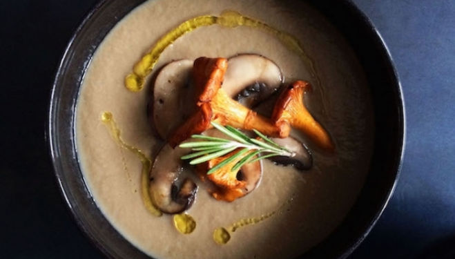 Warm up with this hearty mushroom soup