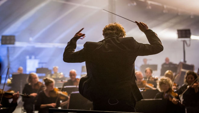 Thomas Søndergård conducting the National Orchestra of Wales. Photo: Guy Levy BBC 