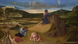 NG726  Giovanni Bellini  The Agony in the Garden  about 1465  Egg on wood  81.3 x 127 cm  © The National Gallery, London