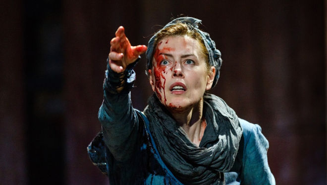 Gina McKee in Boudica at Shakespeare’s Globe, London. Photograph: Steve Tanner