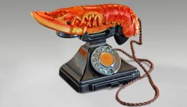 Salvador Dalí with the collaboration of Edward James, Lobster Telephone, 1938,Telephone, steel, plaster, rubber, resin and paper, 18 x 30.5 x 12.5 cm West Dean College, part of Edward James Foundation © Salvador Dalí, Fundació Gala-Salvador