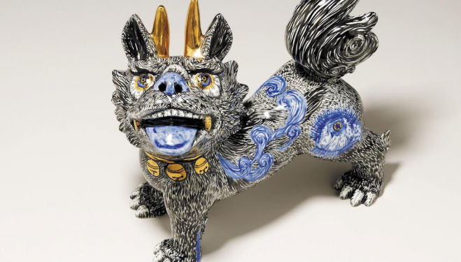Guardian lion-dogs By Matsumoto Satoru and Komatsu Miwa Arita, Japan, 2015 Lion-dogs guard people, homes, temples and shrines in Japan, frightening away bad spirits. © the Trustees of the British Museum 
