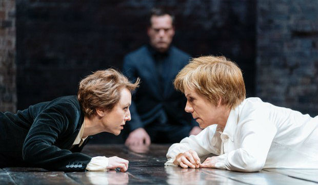 Lia Williams as Elizabeth (left) and Juliet Stevenson as Mary Stuart at the Duke of York's. Credit: Manuel Harlan