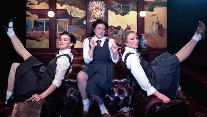 Three little maids from school – with a taste for whiskey, in Charles Court Opera's The Mikado. Photo: Bill Knight