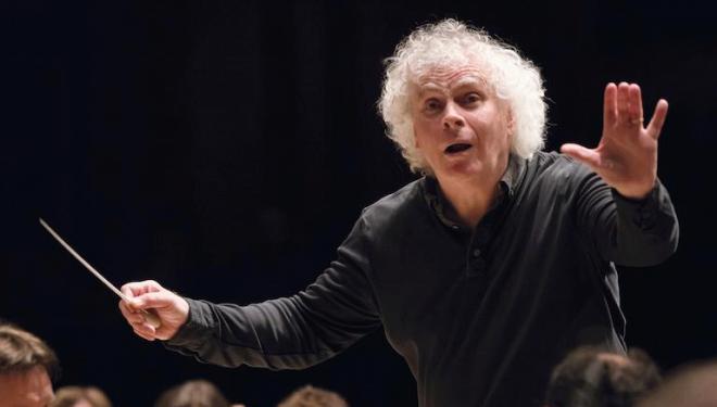 Sir Simon Rattle is at home with the Berlin Philharmonic Orchestra. Photo: Hugh Glendinning