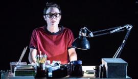 Kaisa Hammarlund as adult Alison. Fun Home, Young Vic Theatre review 