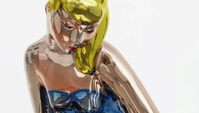 Jeff  Koons, Seated Ballerina mirror-polished stainless steel with transparent colour coating ©  Jeff  KoonsArtist’s  proofEdition  of  32010–2015