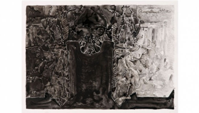Jasper Johns (born 1930), Untitled, 2013  Ink on plastic, 69.9 x 91.4 cm  The Museum of Modern Art, New York.  Promised gift from a private collection, Courtesy of The Courtauld Gallery