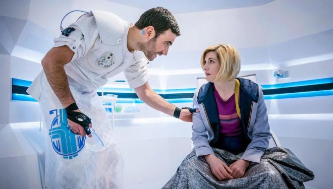 Brett Goldstein and Jodie Whittaker in Doctor Who