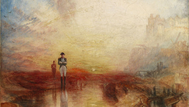 JMW Turner  War: The Exile and the Rock Limpet exhibited 1842  Oil paint on canvas support: 794 x 794 mm frame: 1030 x 1025 x 125 mm painting Tate. Accepted by the nation as part of the Turner Bequest 1856
