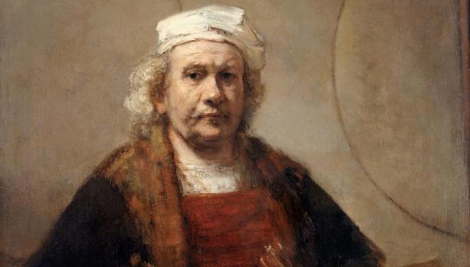 (Detail) Rembrandt van Rijn, Self-Portrait with Two Circles, c. 1665 Oil on canvas, 45 × 37 inches (114.3 × 94 cm), English Heritage, The Iveagh Bequest (Kenwood, London). Photo: Historic England Photo Library