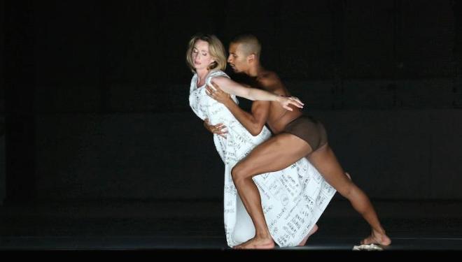 Sarah Tynan as Eurydice with a Company Wayne McGregor dancer. Photo: Donald Cooper