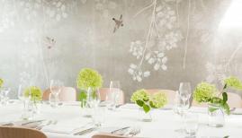 The new private dining room at Michelin starred Kitchen W8 with exquisite handpainted wallpaper