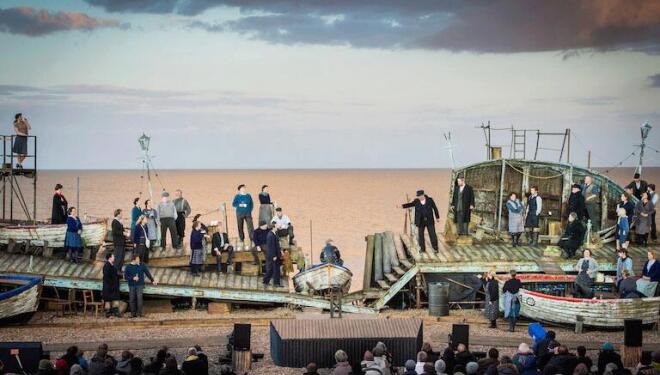 Benjamin Britten's Peter Grimes was performed on the beach at Aldeburgh, where the opera is set. Photo: Robert Workman