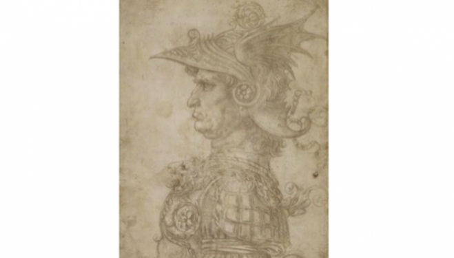  Leonardo da Vinci (1452–1519), Bust of a warrior. Silverpoint, on prepared paper, c. 1475-1480. © The Trustees of the British Museum London