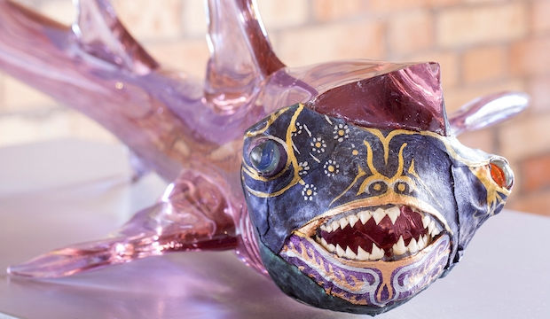 Jimmie Durham, artist, Carnivalesque Shark in Venice 2015, Installation View: Jimmie Durham, Venice: Objects, Work and Tourism Fondazione Querini Stampalia, 2015, courtesy of Serpentine Galleries London