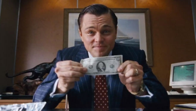 Leonardo DiCaprio in The Wolf of Wall Street, which will be shown as part of the Barbican's Colour of Money season