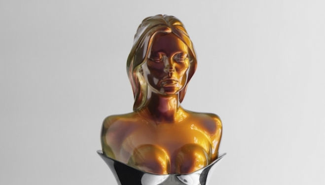 Kate Moss Allen Jones, A Model Model (detail), 2014-15, polished stainless steel body, spray painted cast resin bust, 185.5 x 86 x 79 cm, courtesy the artist and Marlborough Fine Art, London