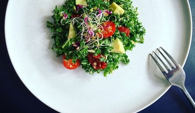 Green goodness: kale, avocado and sprout salad