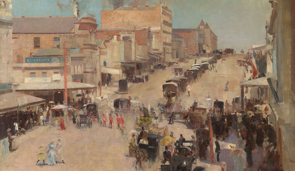 Tom Roberts, Allegro brio, Bourke Street west, about 1885-86, reworked 1890 Purchased 1920 by the Parliamentary Library Committee © National Gallery of Australia and National Library of Australia, Canberra
