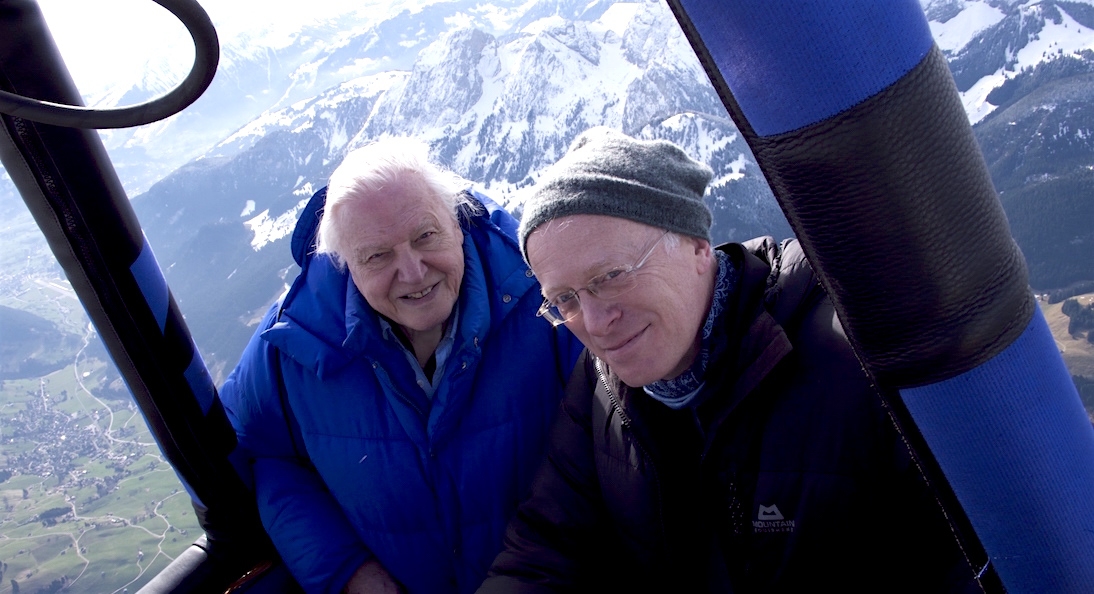 Mike Gunton with David Attenborough during filming for Planet Earth II