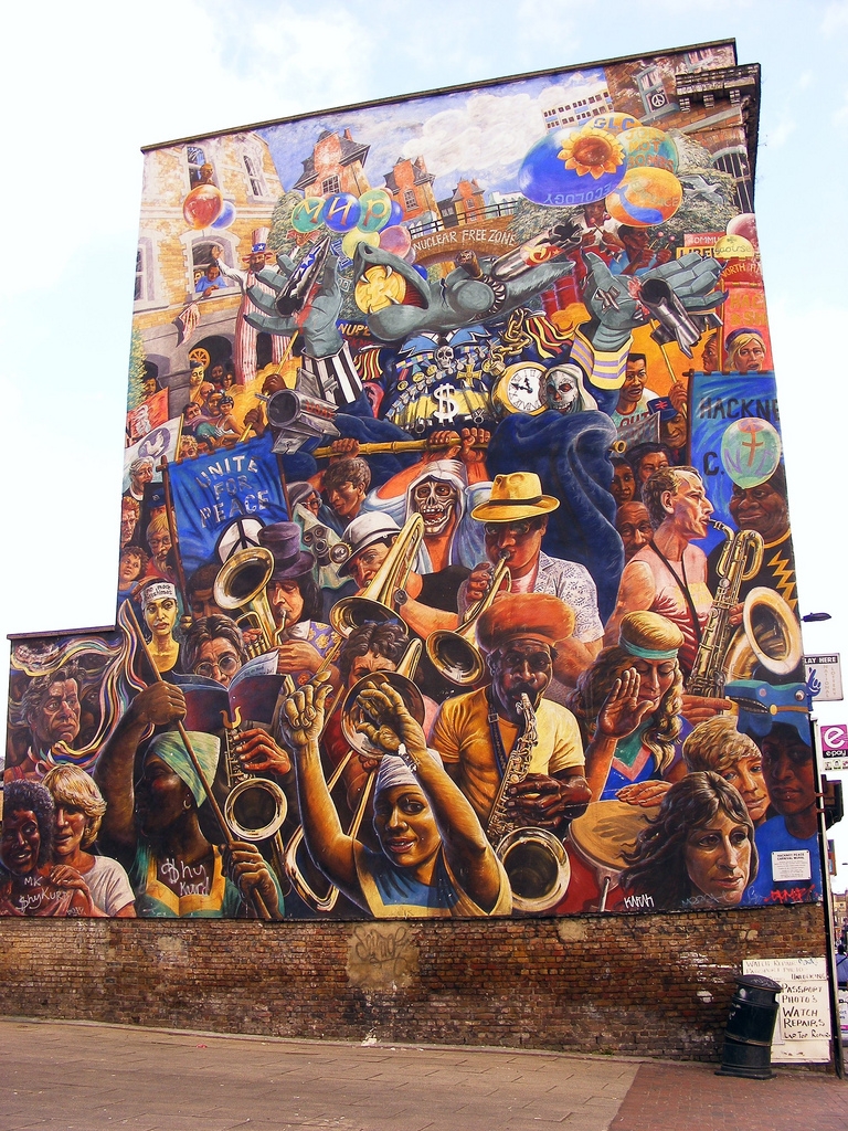 The Hackney Peace Carnival Mural, courtesy of The London Mural Preservation Society