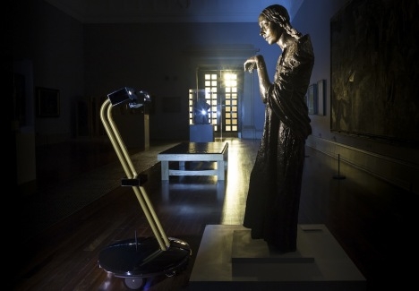 After Dark robot with Jacob Epstein's The Visitation (1926) After Dark, The IK Prize Photography: Alexey Moskvin c 2014, Courtesy of Tate