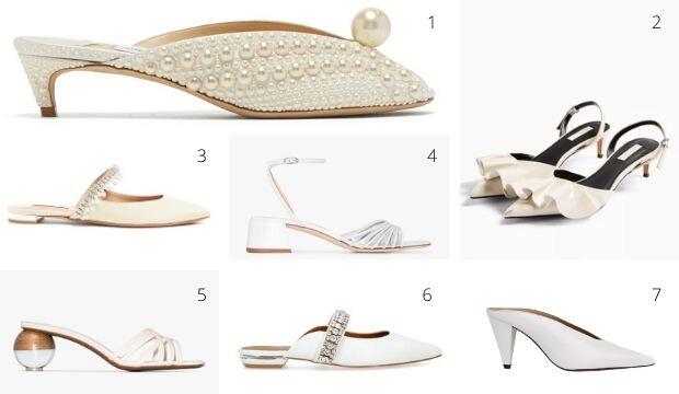 Classic cream and white wedding shoes