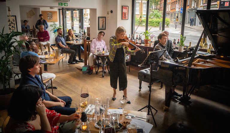 Violinist Alina Ibragimova plays at Fidelio Café, Clerkenwell