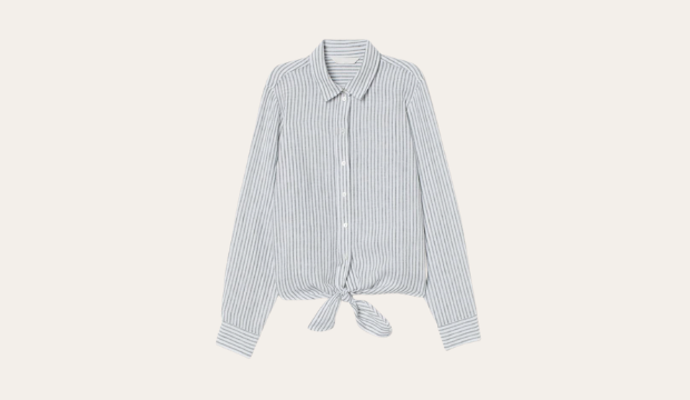 H&M Tie-Hem Linen Shirt 