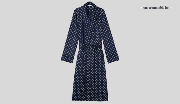 Nelson 86 Cotton Batiste Navy Dressing Gown