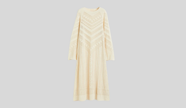 Pointelle-knit A-line dress