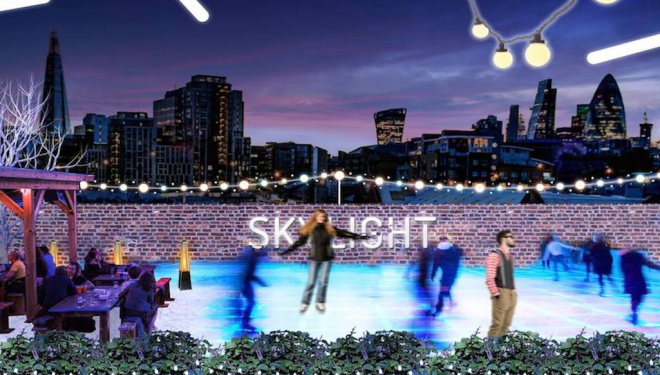 Winter events for families: ice skating at Skylight, Tobacco Dock