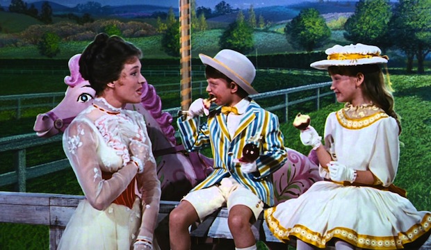Julie Andrews, Matthew Garber and Karen Dotrice on the set of Mary Poppins