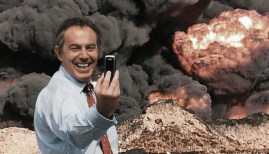 Detail from the poster for The Killing$ of Tony Blair
