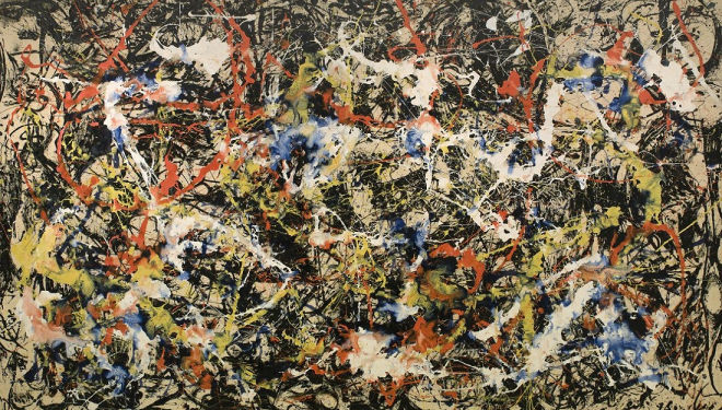  Jackson Pollock’s Blue Poles, (1952), on loan from Canberra. Photograph: © The Pollock-Krasner Foundation ARS, NY