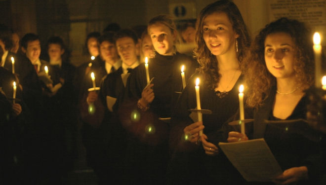 The choir of King's College London open the 31st Christmas Festival at St John's Smith Square on 9 December