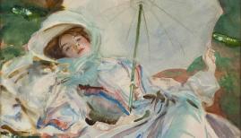 The lady with the umbrella, 1911, watercolour and pencil on paper, 65 x 54 cm, Museu de Montserrat. Donated by J. Sala Ardiz. Image © Dani Rovira