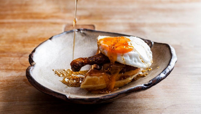 The signature dish, the Duck and Waffle