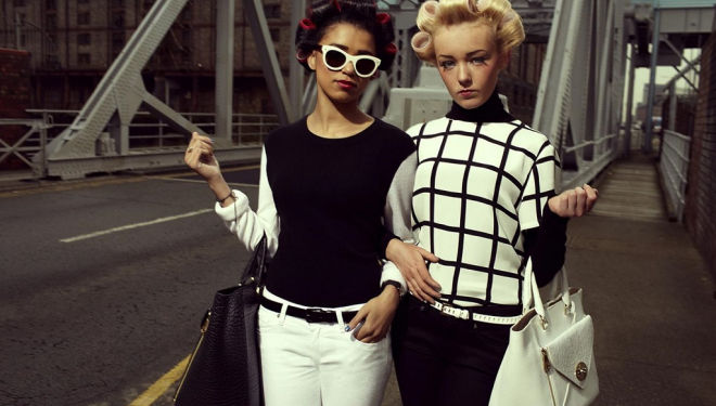North: Fashioning Identity, Photograph by Alice Hawkins, Derrin Crawford and Demi Leigh Cruickshank in The Liver Birds for LOVE magazine, Liverpool 2012