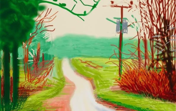 David Hockney The Arrival of Spring in Woldgate, East Yorkshire in 2011 (twenty eleven) - 23 February (2011) iPad drawing printed on paper, edition of 25 signed and numbered, courtesy Annely Juda Fine Art