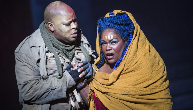Musa Ngqungwana as Amonasro and Latonia Moore in the title role of Aida. Photo: Tristram Kenton