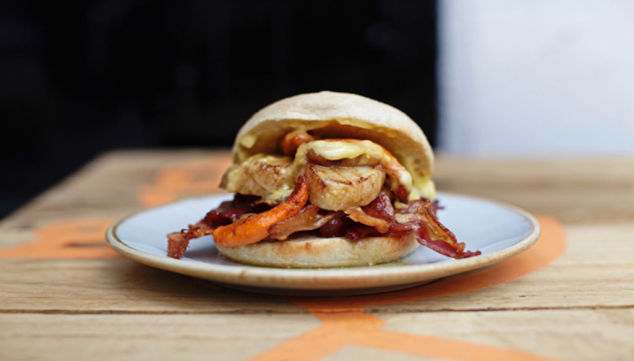 Scallop and bacon burger breakfast at Claw