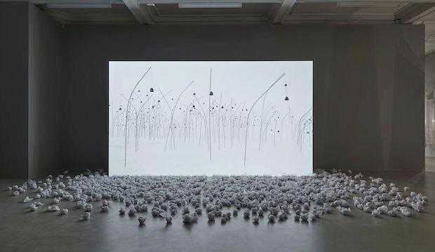 Animitas (Blanc), 2017, Video installation, paper