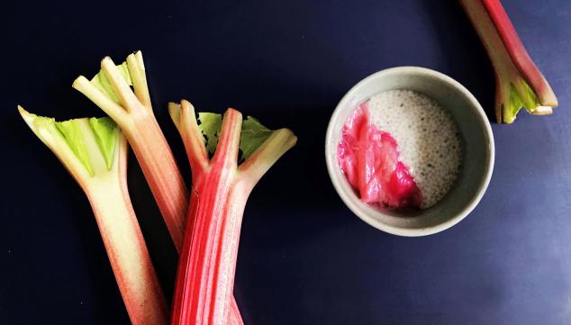 Simple + Healthy Chia Pudding and Stewed Rhubarb recipe