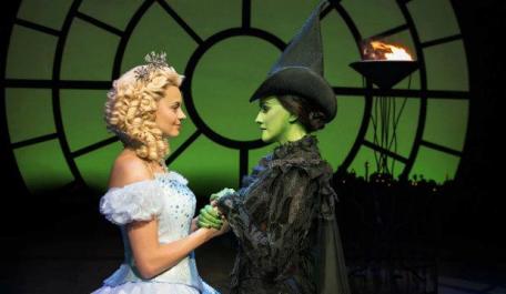 Sophie Evans and Alice Fearn in Wicked at the Apollo Victoria Theatre. Photo by Matt Crockett