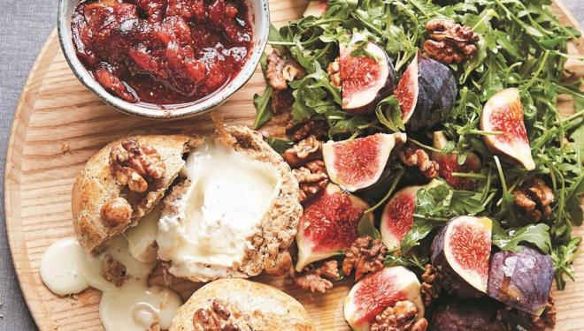 Baked fig with goat's cheese and walnut pastry from Honey & Co's At Home