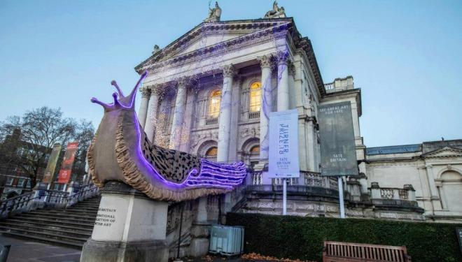 Giant Christmas slugs 'slime' Tate Britain